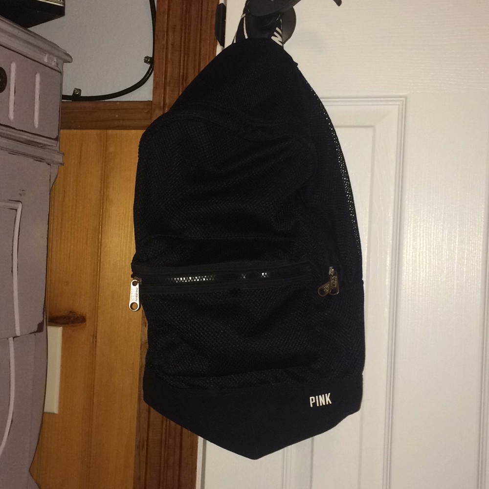 VS PINK Black Mesh Backpack